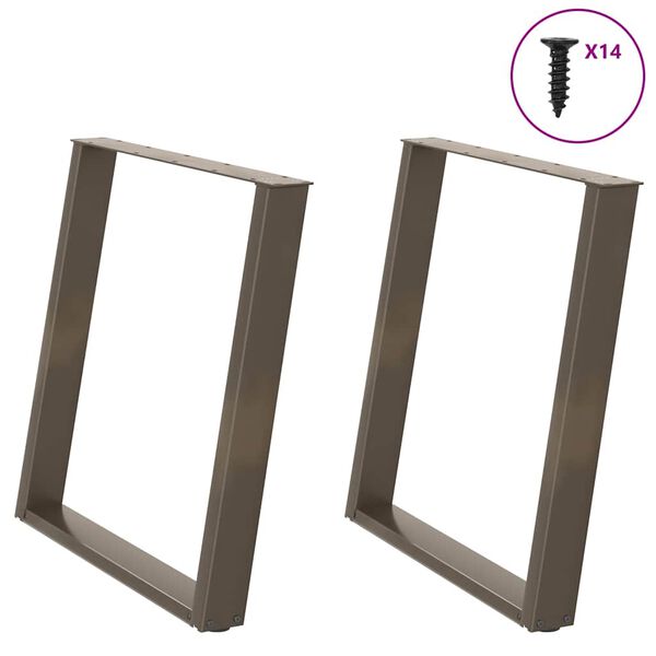 vidaXL Nohy k j&iacute;deln&iacute;mu stolu ve tvaru U, 2 ks, př&iacute;rodn&iacute; ocel, 70 x (72-73) cm, ocel