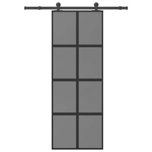 vidaXL Posuvn&eacute; dveře s kov&aacute;n&iacute;m 76x205 cm tvrzen&eacute;ho sklo a hlin&iacute;k