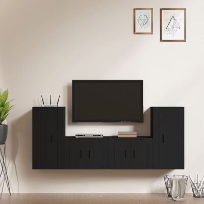 vidaXL 4dílný set TV skříněk černý kompozitní dřevo