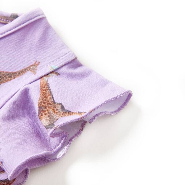 Dětské šaty s volánkovým rukávem a stahovací šňůrkou lila 128