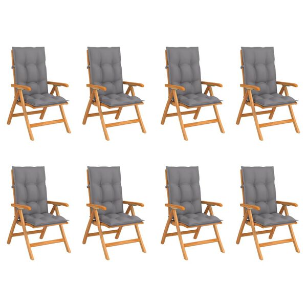 vidaXL Polohovac&iacute; zahradn&iacute; židle s podu&scaron;kami 8 ks masivn&iacute; teak