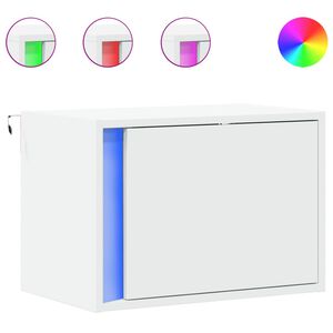 vidaXL N&aacute;stěnn&yacute; nočn&iacute; stolek s LED osvětlen&iacute;m b&iacute;l&yacute;