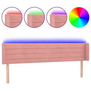 vidaXL Čelo postele s LED růžov&eacute; 203 x 16 x 78/88 cm samet