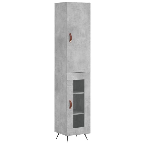 vidaXL Skř&iacute;ň highboard betonově &scaron;ed&aacute; 34,5x34x180 cm kompozitn&iacute; dřevo