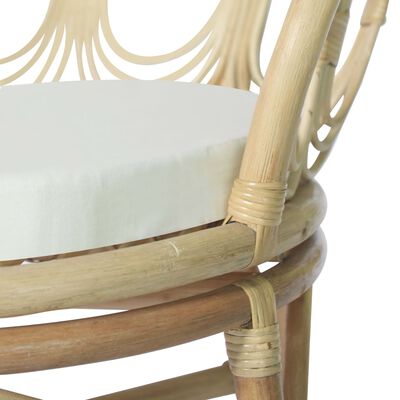 vidaXL Jídelní židle s poduškou přírodní ratan a lněné plátno