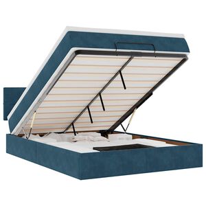 vidaXL Osmansk&yacute; r&aacute;m postele s matrac&iacute; tmavě modr&aacute; 140x190cm samet