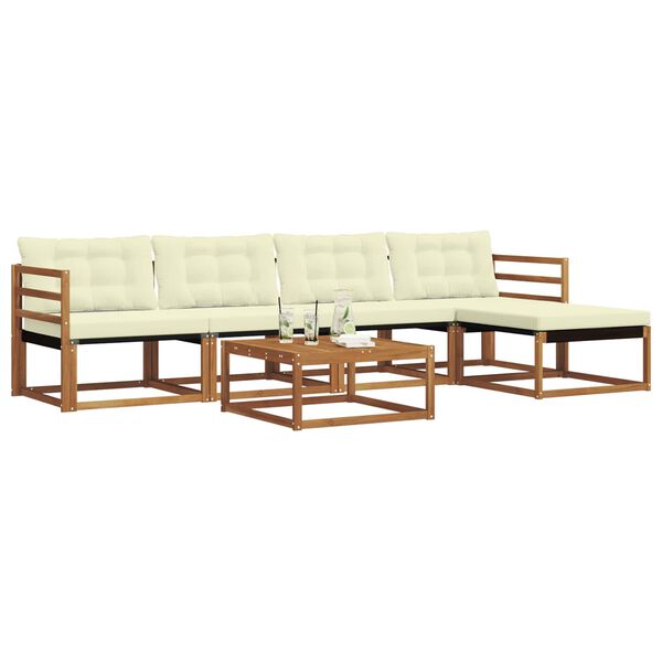 vidaXL Venkovn&iacute; pohovkov&aacute; souprava 6 pcs Přirozen&aacute; a Kr&eacute;mov&aacute;