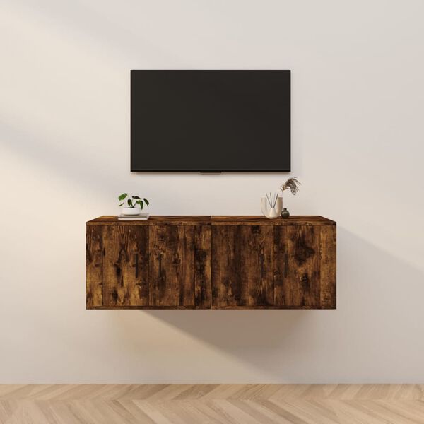 vidaXL N&aacute;stěnn&eacute; TV skř&iacute;ňky 2 ks kouřov&yacute; dub 57 x 34,5 x 40 cm