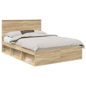 vidaXL R&aacute;m postele s čelo Sonoma dub 150 x 200 cm Masivn&iacute; borov&eacute; dřevo