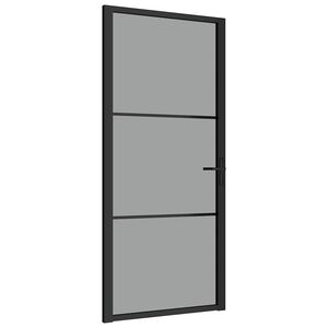 vidaXL Interi&eacute;rov&eacute; dveře 93 x 201,5 cm čern&eacute; ESG sklo a hlin&iacute;k