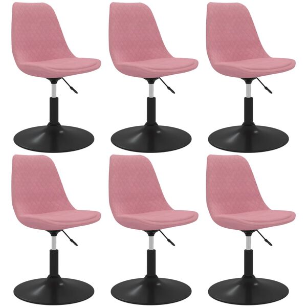 vidaXL Otočn&eacute; j&iacute;deln&iacute; židle 6 ks růžov&eacute; samet