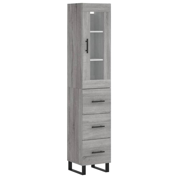 vidaXL Skř&iacute;ň highboard &scaron;ed&aacute; sonoma 34,5 x 34 x 180 cm kompozitn&iacute; dřevo