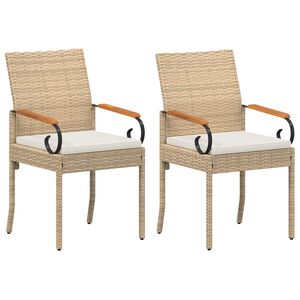 vidaXL Zahradn&iacute; křesla 2 pcs Beige a kr&eacute;mov&aacute; b&iacute;l&aacute; Polyratan a ak&aacute;cie
