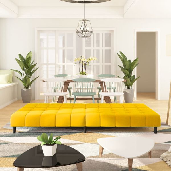 vidaXL 2m&iacute;stn&aacute; rozkl&aacute;dac&iacute; pohovka žlut&aacute; samet