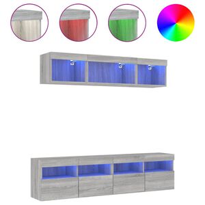 vidaXL 5d&iacute;ln&aacute; ob&yacute;vac&iacute; stěna s LED &scaron;ed&aacute; sonoma kompozitn&iacute; dřevo