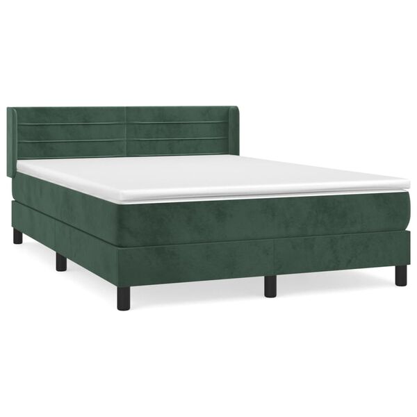 vidaXL Box spring postel s matrac&iacute; tmavě zelen&aacute; 140x190 cm samet
