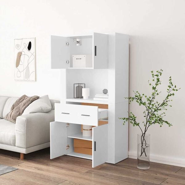vidaXL Skř&iacute;ň highboard b&iacute;l&aacute; kompozitn&iacute; dřevo