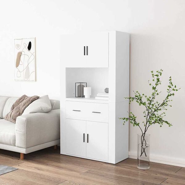 vidaXL Skř&iacute;ň highboard b&iacute;l&aacute; kompozitn&iacute; dřevo