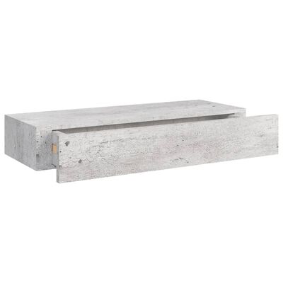 vidaXL Nástěnná police se zásuvkou betonově šedá 60 x 23,5 x 10 cm MDF
