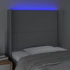 vidaXL Čelo postele s LED světle &scaron;ed&eacute; 93x16x118/128 cm textil