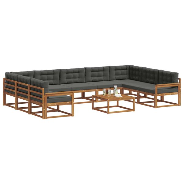 vidaXL Venkovn&iacute; pohovkov&aacute; souprava 10 pcs Přirozen&aacute; a Anthracitov&aacute;