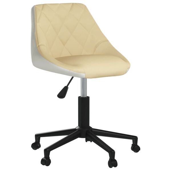 vidaXL Otočn&eacute; j&iacute;deln&iacute; židle 2 ks kr&eacute;movo-b&iacute;l&eacute; uměl&aacute; kůže