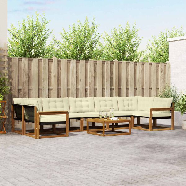 vidaXL Venkovn&iacute; pohovkov&aacute; souprava 8 pcs Přirozen&aacute; a Kr&eacute;mov&aacute;