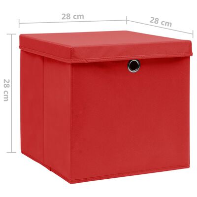 vidaXL Úložné boxy s víky 10 ks 28 x 28 x 28 cm červené