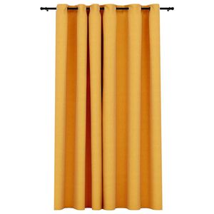 vidaXL Zatemňovac&iacute; z&aacute;věs s kroužky vzhled lnu žlut&yacute; 290 x 245 cm