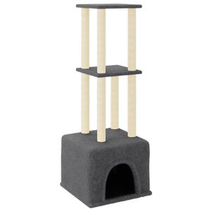 vidaXL &Scaron;krabadlo pro kočky se sisalov&yacute;mi sloupky tmavě &scaron;ed&eacute; 133,5 cm