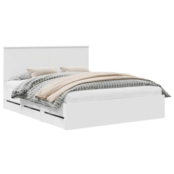 vidaXL R&aacute;m postele se z&aacute;suvkou B&iacute;l&aacute; 160 x 200 cm Inžen&yacute;rsk&eacute; dřevo