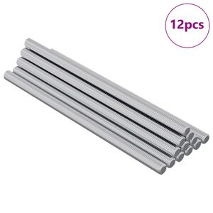 vidaXL Z&aacute;vitov&aacute; tyč 12 pcs Stř&iacute;brn&aacute; 6 x 120 mm Ocel