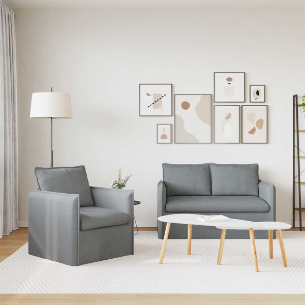 vidaXL Set pohovek 2 pcs Světle &scaron;ed&aacute; 136 x 82 x 85 cm textil