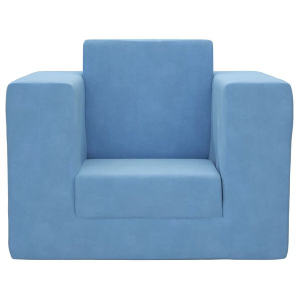 vidaXL Dětsk&aacute; rozkl&aacute;dac&iacute; pohovka modr&aacute; měkk&yacute; ply&scaron;