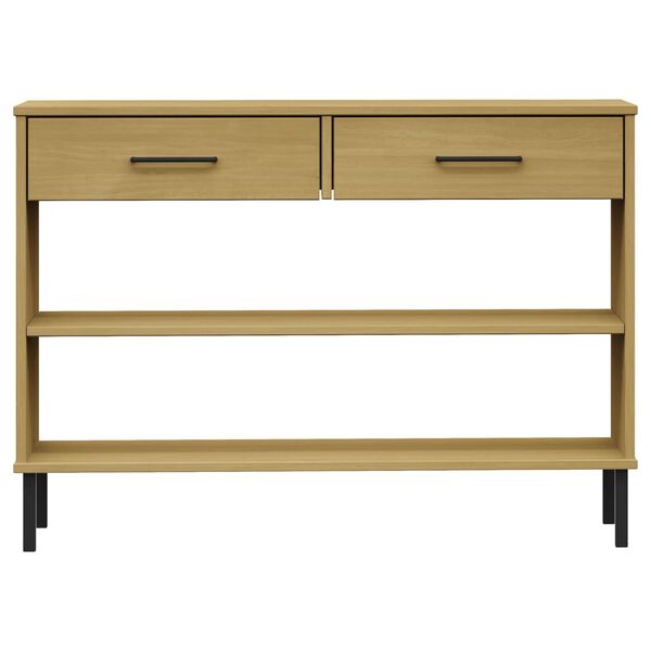 vidaXL Konzolová skříňka s kovovými nohami hnědá masivní borovice OSLO