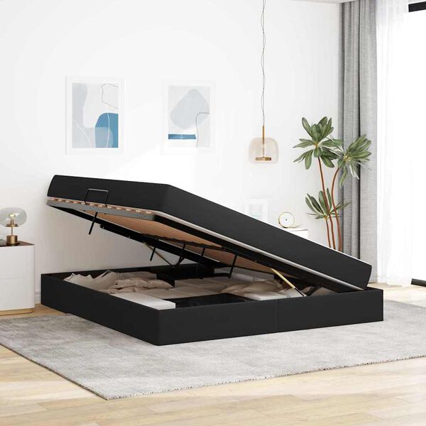 vidaXL Postel s &uacute;ložn&yacute;m prostorem a matrac&iacute; Čern&aacute; 160 x 200 cm samet