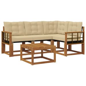 vidaXL Venkovn&iacute; pohovkov&aacute; souprava 5 pcs Přirozen&aacute; a B&eacute;žov&aacute;