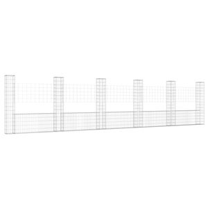 vidaXL Gabionový koš ve tvaru U se 6 sloupky železo 620 x 20 x 150 cm