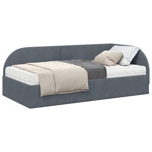 vidaXL Rohov&yacute; r&aacute;m postele s matrac&iacute; 2 ks Tmavě &scaron;ed&aacute; 80 x 200 cm samet