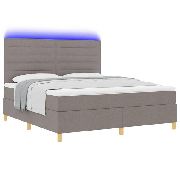 vidaXL LED box pružinov&aacute; postel s matrac&iacute; Taupe 180 x 200 cm textil