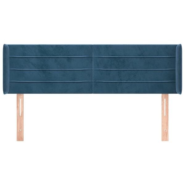 vidaXL Čelo postele typu u&scaron;&aacute;k tmavě modr&aacute; 147x16x78/88 cm samet