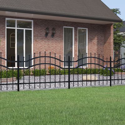 vidaXL Zahradní plot s hroty černý 115 cm práškově lakovaná ocel