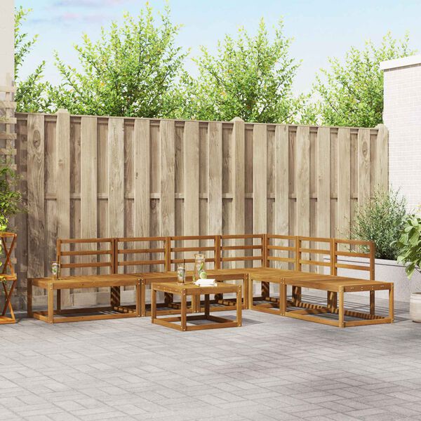 vidaXL Set pohovek 7 Kus Př&iacute;rodn&iacute; Masivn&iacute; ak&aacute;tov&eacute; dřevo