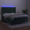 vidaXL Box spring postel s matrac&iacute; a LED tmavě zelen&aacute; 140x190 cm samet