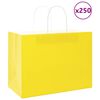 vidaXL Pap&iacute;rov&eacute; s&aacute;čky 250 ks s uchy žlut&eacute; 32x17x25 cm