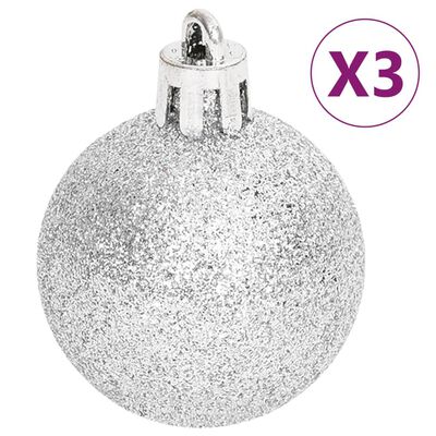 vidaXL 70dílná sada vánočních ozdob stříbrná a bílá
