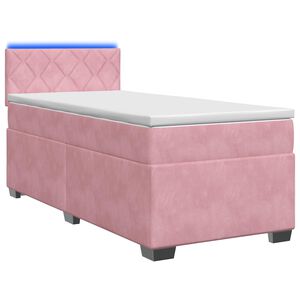 vidaXL Box spring postel s matrac&iacute; a LED Růžov&aacute; 80 x 200 cm Samet