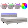 vidaXL Box spring postel s matrac&iacute; a LED světle &scaron;ed&aacute; 200x200 cm textil