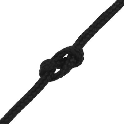vidaXL Lodní lano celočerné 5 mm 100 m polypropylen