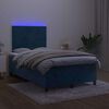 vidaXL Box spring postel s matrac&iacute; a LED tmavě modr&aacute; 120x190 cm samet